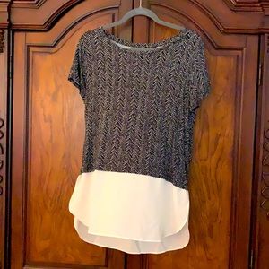 Apt.9 Black/Cream Hi/Low Blouse